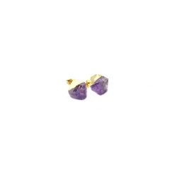 Kolczyki Ametyst złoto. Fioletowe kolczyki damskie Brazi druse jewelry, z ametystem, pozłacane, na sztyftcie. Za 170,00 zł.