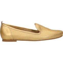 Półbuty LADY. Żółte półbuty damskie marki Gino Rossi, bez wzorów, ze skóry, eleganckie, bez obcasa, bez zapięcia. Za 199,90 zł.