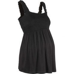Top ciążowy bonprix czarny. Czarne bluzki damskie bonprix, bez wzorów, z wiskozy, bez kołnierzyka, moda ciążowa, bez rękawów. Za 69,99 zł.