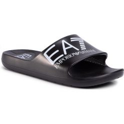 Klapki EA7 EMPORIO ARMANI - XCP003 XK151 00002 Black. Czarne klapki męskie EA7 Emporio Armani, bez wzorów, ze skóry ekologicznej. W wyprzedaży za 219,00 zł.