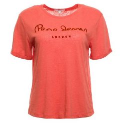 Pepe Jeans T-Shirt Damski Victoria M Pomarańczowy. Pomarańczowe bluzki damskie marki Pepe Jeans, m, z jeansu. Za 195,00 zł.