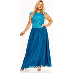 Sukienka maxi z koronkową górą zielony. Zielone sukienki damskie N/A, plus size, bez wzorów, z koronki, bez kołnierzyka, plus size, bez rękawów, maxi. Za 151,64 zł.