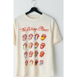 Koszulka The Rolling Stones - Kremowy. Białe koszulki damskie Cropp, s, bez wzorów, bez kołnierzyka, bez rękawów. Za 49,99 zł.