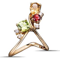 RABAT Pierścionek Złoty - złoto żółte 750, Brylant 0,18ct,pomarańczowy szafir. Żółte pierścionki damskie W.KRUK, z szafirem, złote. W wyprzedaży za 3945,00 zł.