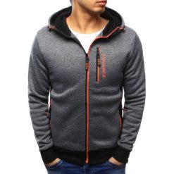 Bluzy męskie: Bluza męska rozpinana z kapturem szara (bx3434)