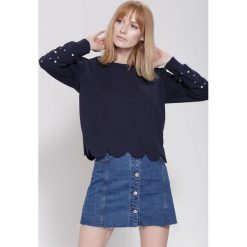Bluzy damskie: Granatowa Bluza Bijou