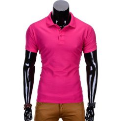 KOSZULKA MĘSKA POLO BEZ NADRUKU S715 - RÓŻOWA. Różowe koszulki polo męskie marki Ombre Clothing, s, z nadrukiem, z materiału. Za 39,00 zł.
