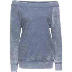 Sukienka z długim rękawem + kamizelka z futerka baranka (2 części) bonprix niebieskozielono-kamienisty. Niebieskie bluzy damskie bonprix, bez wzorów, eleganckie, z długim rękawem, długie. Za 84,99 zł.