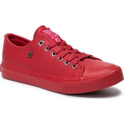 Trampki BIG STAR - EE274381 Red. Czerwone półbuty damskie BIG STAR, bez wzorów, z gumy, retro, bez obcasa, na płaskiej podeszwie, bez zapięcia. Za 109,00 zł.