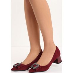 Buty ślubne damskie: Bordowe Czółenka Heart Drill