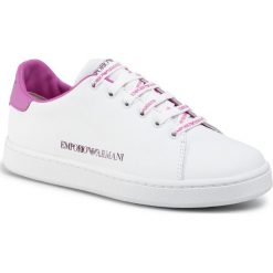 Sneakersy EMPORIO ARMANI - X3X061 XM257 R695 White/Phlox Pi/P Pin. Białe półbuty damskie Emporio Armani, ze skóry. Za 799,00 zł.
