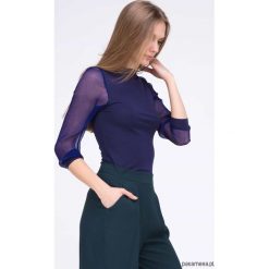Top HADAR Niebieski Kobalt. Niebieskie topy damskie Pakamera, bez wzorów, z jedwabiu, bez kołnierzyka. Za 310,00 zł.