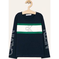 Calvin Klein Jeans - Longsleeve dziecięcy 104-176 cm. Niebieskie t-shirty chłopięce Calvin Klein Jeans, z nadrukiem, z bawełny, z długim rękawem. Za 199,90 zł.