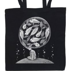 Ryby - torba (2 kolory). Czarne torby damskie na zakupy marki Pakamera, z materiału. Za 69,00 zł.