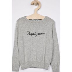 Pepe Jeans - Sweter dziecięcy 92-178/180 cm. Szare swetry chłopięce Pepe Jeans, bez wzorów, z bawełny, z okrągłym kołnierzem. W wyprzedaży za 129,90 zł.