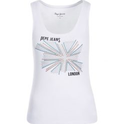 Top Pepe Jeans PL504098. Białe bluzki damskie Pepe Jeans, xs, bez wzorów, z jeansu, polo, bez rękawów. W wyprzedaży za 79,00 zł.
