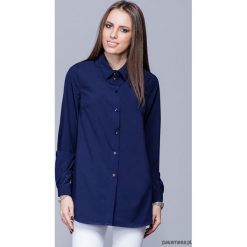 Koszule damskie: Elegancka koszula z kołnierzykiem-granat H025