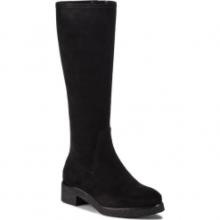 Kozaki UNISA - Darek F18 St Black. Czarne buty zimowe damskie Unisa, z materiału, przed kolano, na wysokim obcasie, na obcasie. W wyprzedaży za 379,00 zł.