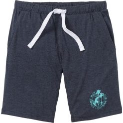 Szorty z dżerseju bonprix ciemnoniebieski melanż. Niebieskie spodenki i szorty męskie bonprix, s, z nadrukiem, z dżerseju. Za 44,99 zł.