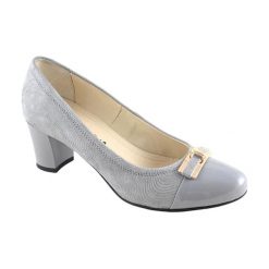 Buty ślubne damskie: Skórzane czółenka w kolorze szarym