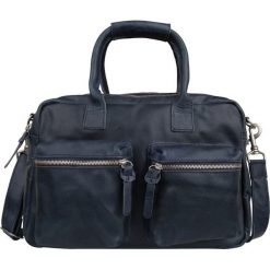 Torby na ramię męskie: Skórzana torba „The Bag Small” w kolorze granatowym – 38 x 23 x 14 cm