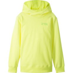 Bluzy chłopięce: Bluza z kapturem bonprix żółty neonowy z nadrukiem