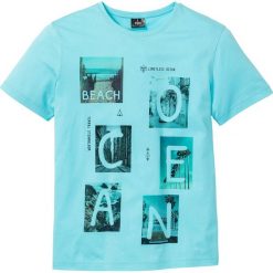 T-shirt z nadrukiem bonprix morski z nadrukiem. Niebieskie koszulki męskie bonprix, s, z nadrukiem, bez kołnierzyka, bez rękawów. Za 34,99 zł.