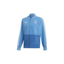 Bluzy dresowe adidas Bluza wyjściowa Real Madryt. Niebieskie bluzy męskie Adidas, s, bez wzorów, z dresówki, wizytowe, bez kołnierzyka, bez rękawów, bez kaptura. Za 329,00 zł.
