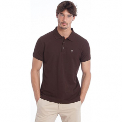 Koszulka polo w kolorze brązowym. Brązowe koszulki polo Polo Club Men, m, z haftami, z bawełny. W wyprzedaży za 130,95 zł.