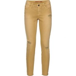Dżinsy SKINNY "destroy", dł. do kostki bonprix żółty. Żółte jeansy damskie bonprix, z jeansu. Za 49,99 zł.