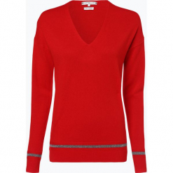 Tommy Hilfiger - Sweter damski z dodatkiem kaszmiru, czerwony. Szare swetry klasyczne damskie marki Mohito, z kontrastowym kołnierzykiem. Za 599,95 zł.
