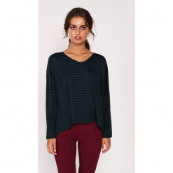 Koszulka w kolorze zielono-czarnym ze wzorem. Czarne t-shirty damskie marki Dioxide, s, w paski, z długim rękawem. W wyprzedaży za 79,95 zł.