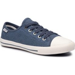Trampki PEPE JEANS - Gery Angy PLS30830 Indigo 561. Niebieskie półbuty damskie Pepe Jeans, na co dzień, bez wzorów, z jeansu, bez obcasa, na płaskiej podeszwie, bez zapięcia. W wyprzedaży za 119,00 zł.