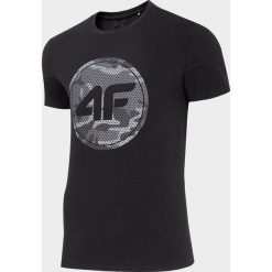T-shirt męski TSM076 - głęboka czerń. Koszulki męskie 4f, m, bez wzorów, bez kołnierzyka. W wyprzedaży za 49,99 zł.