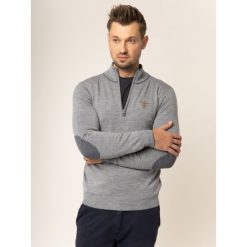 Sweter Aeronautica Militare 192MA1188L257. Szare swetry męskie Aeronautica Militare, xxl, bez wzorów, z wełny, klasyczne, z klasycznym kołnierzykiem, bez kaptura. W wyprzedaży za 389,00 zł.