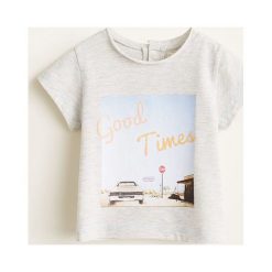 Mango Kids - T-shirt dziecięcy Good 80-104 cm. Szare t-shirty chłopięce marki Mango Kids, z nadrukiem, z bawełny, bez rękawów. Za 49,90 zł.