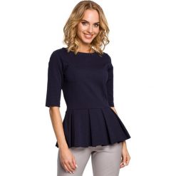 GABRIELLE Bluzka z kontrafałdą - granatowa. Niebieskie bluzki damskie marki Moe, z dzianiny. Za 109,90 zł.