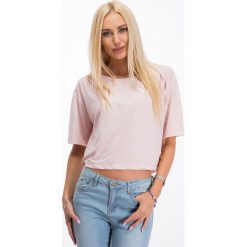 Bluzki damskie: Jasnoróżowa krótka bluzka 3359