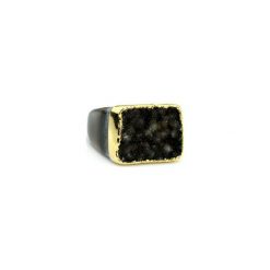 InspiRING Agat Czarny 1/4 Złoto rozmiar 15. Szare pierścionki damskie marki Brazi druse jewelry, z agatem, złote. Za 320,00 zł.