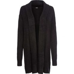 Sweter bez zapięcia z szalowym kołnierzem bonprix czarny. Czarne swetry damskie bonprix, bez wzorów, z długim rękawem, długie, bez kaptura. Za 99,99 zł.