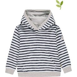 Bluza w kolorze szarym. Szare bluzy niemowlęce Mother Nature & Me, w paski, z bawełny, bez rękawów, bez kaptura. W wyprzedaży za 72,95 zł.