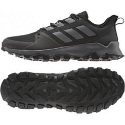 Czarne Buty biegowe adidas Kanadia Trail M F36056. Czarne buty sportowe męskie Adidas, z gumy, bez zapięcia, do biegania. W wyprzedaży za 289,00 zł.
