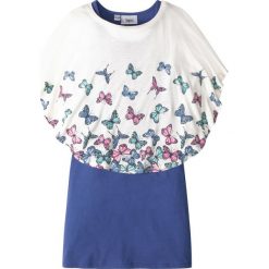 Sukienki dziewczęce letnie: Shirt + sukienka (2 części) bonprix biel wełny -szafirowy