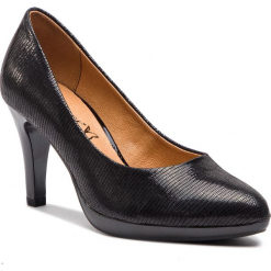Półbuty CAPRICE - 9-22421-21 Black Reptile 010. Czarne półbuty damskie skórzane Caprice, na obcasie. Za 269,90 zł.
