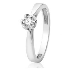 Piękny Złoty Pierścionek - złoto 585, Brylant 0,22ct. Żółte pierścionki damskie W.KRUK, z brylantem, złote. Za 4990,00 zł.