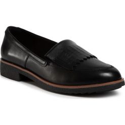 Półbuty CLARKS - Griffin Kilt 261504064 Black Leather. Czarne półbuty damskie Clarks, bez wzorów, ze skóry ekologicznej, bez obcasa, na płaskiej podeszwie, bez zapięcia. Za 389,00 zł.