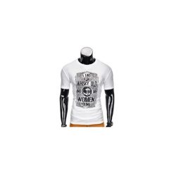T-shirty męskie: T-SHIRT MĘSKI Z NADRUKIEM S839 - BIAŁY
