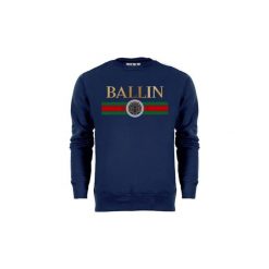 Swetry Ballin Est. 2013 Line Small Sweater. Niebieskie swetry męskie Ballin Est. 2013, xxl, bez wzorów, bez kołnierzyka, bez kaptura. Za 151,48 zł.