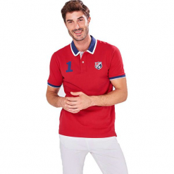 Koszulka polo w kolorze czerwonym. Czerwone koszulki polo męskie marki Camel Active, Auden Cavill, m, z aplikacjami. W wyprzedaży za 79,95 zł.