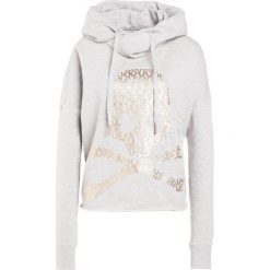 Bluzy damskie: True Religion DESTROYED HOODY CROPPED Bluza z kapturem grey marl
